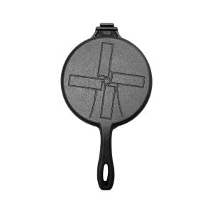 Cast Iron Round Waffle Maker Pan for Stovetop and Grill Heavy Duty Non-Stick Waffle Iron for Easy Cooking and Cleaning