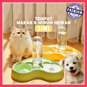 PET FEEDER《MODEL LOVE》TEMPAT MAKAN & MINUM KUCING ANJING 2IN1 FULLSET