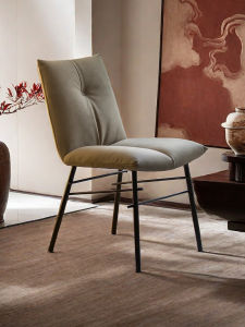 Italian Style Household Armchair Artistic Stool Nordic Dining Chair Fashion Design Minimalist Household Restaurant Ecological Genuine Leather Chair