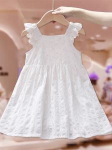 Stylish Floral Summer Dress for Girls Baby Cotton Korean Version Flower Print A-Line Skirt Outdoor Clothes for Kids Ages 3-14