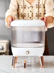 Nordic Style Rice Dispenser Insect-Proof Press Rice Bucket With Measuring Cup 10KG Rice Bucket