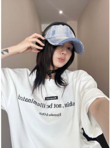 Áo Thun Cotton Tay Ngắn Thêu Phong Cách Mới Mùa Hè Cho Nữ Dáng Rộng Cổ Tròn Chất Liệu Cotton Nguyên Chất Thoải Mái Thoáng Khí