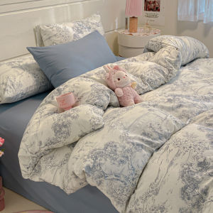 Bedding Set Four-Piece Suite Anti-Slip Washed Cotton Sheet Cover Duvet Cover Student Dormitory Three-Piece Set Bed Canopy Style