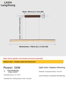 LANGSHANGZHAOMING | New Retro Wooden Grain High-End Eye-Protective Dining Lamp