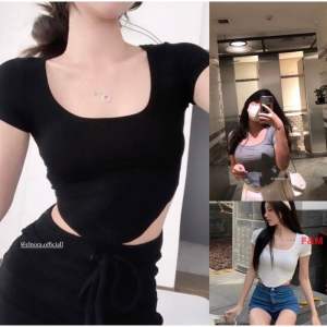 CROPTEE CROP KAOS CROP OVAL KOREA (FE.52) SPANDEK BAJU WANITA