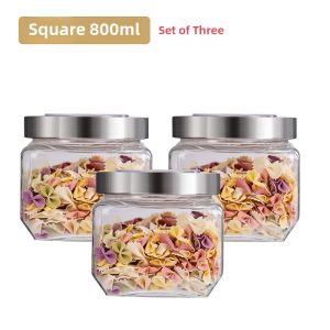 Transparent Glass Sealed Storage Jar Kitchen Milk Powder Dry Goods Snacks Grains Storage Box Container for Home Use