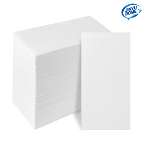 JINYUDOME 50/100P White Linen-Feel Dinner Napkins 7.87*15.75inDisposable Prefolded Premium Soft for Wedding/Party/Events
