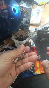 น็อตจานดิส สแตนเลส ฟินฟรีลาโน่ งานเฮงสกรู / น็อตสแตนเลส ยึดจานดิส รุ่น NOUVO/FINN/M-SLAZ/RSX/MIO/FINO (M8 หัวเรียบดอกไม้)