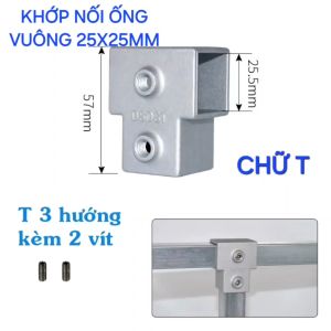 Đầu Co Nối Nhanh Nhôm/Sắt/Inox Hộp Vuông 25x25mm Không Cần Hàn Có Vít Gắn Kết Dùng Sáng Tạo Tủ Bàn Kệ Nội Thất