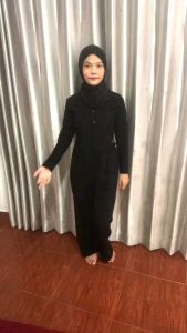 Setelan Wanita Atasan Celana Panjang Allena One Set Lengan Tangan Karet Crinkle Airflow | Setelan Wanita Atasan Celana Kulot Kancing Aktif Pinggang Karet Crinkle Airflow