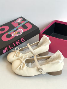 Retro round Toe White Single Shoes for Women Slip-On Fashionable with Skirts French Style Mary Janes Low Heel Comfortable Summer Shoes