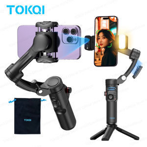 TOKQI AI Face Tracking Gimbal Stabilizer for iphone Android Anti-shake Shoot Built-in Bluetooth Microphone with Magnetic Remote
