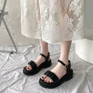 Sandal Wedges Wanita kerut kekinian Korean style Terlaris /sandal wanita /sandal minimalis