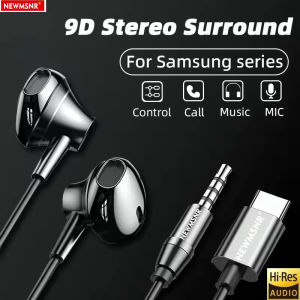9D Surround Sound Type C&3.5mm Headphones Wried Control Headset In HD Mic In-ear Earbuds For iPhone15/16/17 for Samsung Earphone