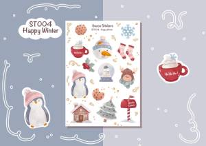 Sticker tự thiết - sticker sheet happy winter - hình dán sổ nhật kí bullet journal - unim022