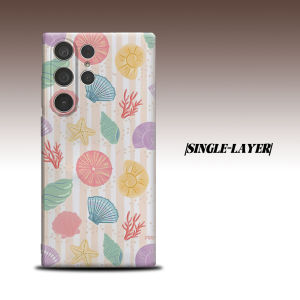 BILIBILI | Pastel Seashell Stripe For Samsung Galaxy S26 S25 S24 A56 A36 Dual Layer Luxury Fashion Full Lens Protective Case