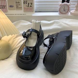 รองเท้าส้นหนา Mary Janes สไตล์ญี่ปุ่น รองเท้าส้นสูงแบบสวมหัวกลมสำหรับผู้หญิง รองเท้าแฟชั่นฤดูใบไม้ผลิและฤดูใบไม้ร่วง