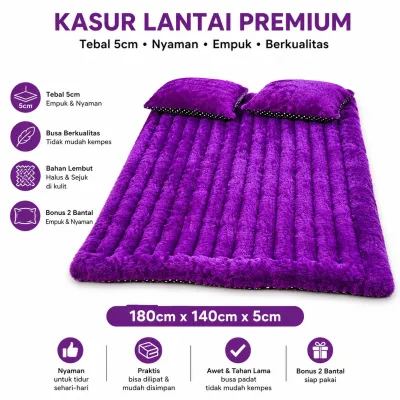 Kasur Lantai Gender Bulu Rasfur Jumbo 200/180/160/140/120/100 | Bonus 2 Bantal | Empuk Tebal | Furniture