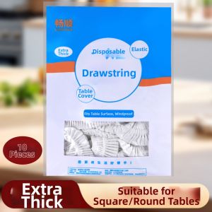 MRUN | Disposable Elasticized Thickened Transparent Plastic Dustproof Tablecloth