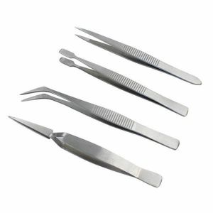 ZUOGUAN & ERMO 4-Piece Stainless Steel Tweezer Set for DIY Repair Tools