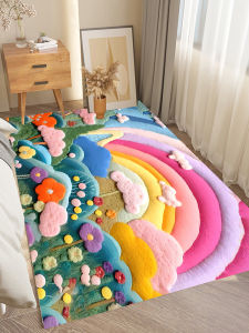 ห้องเจ้าหญิงสี่เหลี่ยมผืนผ้ายาว หนาขึ้น พรมห้องนอนคริสตัลกํามะหยี่องค์ประกอบธรรมชาติสไตล์ใช้ในบ้านระเบียงปรับแต่งได้