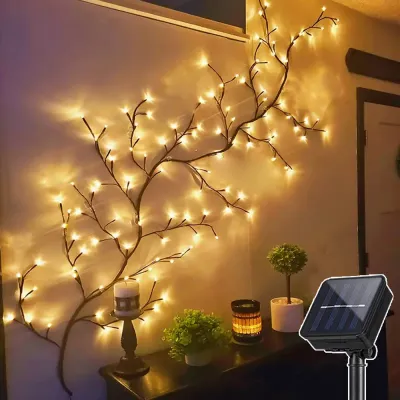 [TOP SALES]96LED/72LED Tree Branch Lamp 8 Modes USB/Solar Powered DIY Bendable Branch Lights Willow Vine Branch Light For Home Lighting