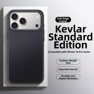 HANNUO | Ultra-thin Kevlar Anti-drop Strong Magnetic Carbon Fiber Full Coverage Phone Case Rotatable Stand iPhone 18 Promax Protection