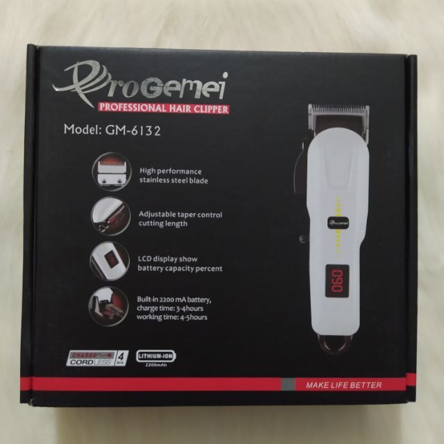 ProGemei GM-6132 Originol Rechargeable Professional Hair Clipper Cutter ...