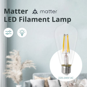 Zemismart Matter WiFi ST64 Smart LED Vintage Filament Light CCT Bulb 7W ST64 E27 Dimmable Tungsten Lamp Siri Homekit SmartThings Alexa Google Home Siri Voice 220V