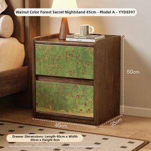 Walnut Small Bedside Storage Cabinet