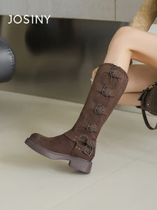 Josiny | Warm Buckle Riding Boots High Shaft