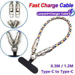2 in 1 Fast Charging Cable Mobile Phone Lanyard USB-C to Type-C Lanyard Data Cable PD Fast Charge For iPhone 17 Xiaomi HUAWEI