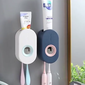 [✅SG Ready Stock] Toothbrush Holder Wall Mounted Multi-Functional Toothbrush and Toothpaste Dispenser for Bathroom with 2 Toothbrush Slots 1 Toothpaste Squeezers