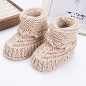 2 ชิ้น/คู่ถุงเท้าเด็กถัก 0-12M Solid Cochet เดินถุงเท้าทารกแรกเกิดการถ่ายภาพ PROP ทารกของขวัญวันเกิด Handmade Boutique ถุงเท้า