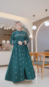 Gamis Bordir maryam dress exslusive annasihah-abaya bordir wanita mootif kekinian