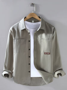 Áo Sơ Mi Nam Dài Tay Rộng Rãi Phong Cách Công Sở Mùa Xuân Thu Cotton Nguyên Chất Cổ Polo Thường Ngày Đa Năng Áo Khoác Ngoài