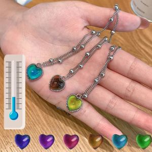 Creative Mood Necklaces Colorful Heart Love Pendant Temperature Control Color Change Necklace Fashion Jewelry Gift