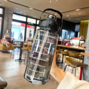 Portable Large Capacity Straw Water Bottle 2L