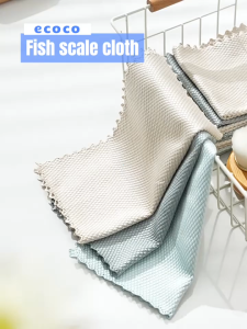 Ecoco Fish Scale Rag Absorbent Cloth for Kitchen Bathroom Glass Mirror Efficient Cleaning Lint-free
