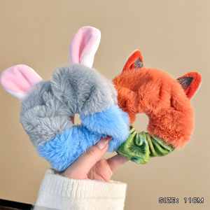 สายรัดผมสัตว์ประหลาดเจนี่นิคฟูฟุตสีน้ำตาลสำหรับผู้หญิงในฤดูใบไม้ร่วงและฤดูหนาว หนังสือการ์ตูนน่ารัก เครื่องประดับผมแบบผูกหางยาว