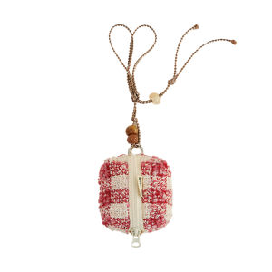 Creative Grids Fabric Earphone Storage Bag Neck Hanging Design Multi-Functional Headset Box Soft Touch Universal Compatibility