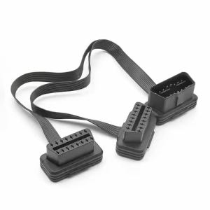 Cáp Chia Y OBD2 16PIN 30CM 1 Đầu Đực Sang 2 Đầu Cái Mỏng Dẹt Bộ Chuyển Đổi Mở Rộng OBDII Cho Dụng Cụ Chẩn Đoán Ô Tô