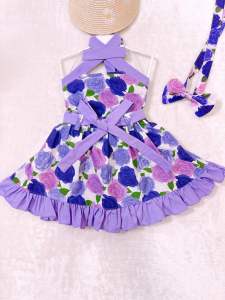 เปิดไหล่ลายดอกกุหลาบแดง+กระโปรงบานๆระบาย+ผ้าคาดผม  งานเลียนแบบผู้ใหญ่ใหม่ล่าสุดใส่แล้วสวย Detail เป๊ะสุด(เอวสูง)  S💥 👧🏻 👧🏻 รอบอก22”