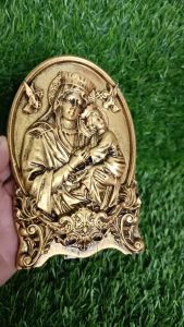 Tranh công giáo phù điêu để bàn hình Đức Mẹ hằng cứu giúp 10x15(cm) xi đồng quà tặng công giáo