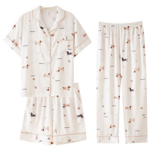 Silk Summer Lightweight New 3-Piece Pajama Set Gift Box