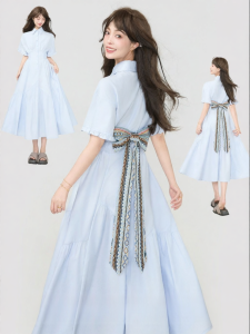KEIKO | Wrinkle-Resistant Jacquard Bow A-Line Dress