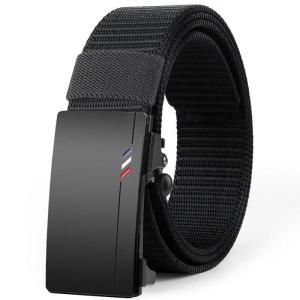 Casual Mens Nylon Canvas Belt with Automatic Buckle Unpierced Toothless Belt for Inner And Outer Wear Versatile Waist Belt