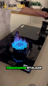 XUMTOM 9.5KW Double Burner Gas Stove Memasak Fierce Flame Cooker Hob Built in Timing Folding Stove Gas Stainless Steel Household Fire Cooktop Dapur Embedded Liquefied Gas Cooker 翻转炉 燃气灶