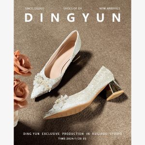 Sheepskin Version Dingyun Pointed Toe High Heels Chinese Style Beautiful Wedding Shoes Womens French Maids Single Shoes