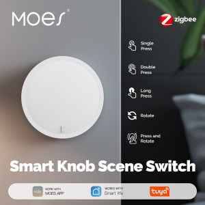 MOES Tuya ZigBee Smart Knob Switch Wireless Scene Button Controller Battery-Powered Automation with Smart Life App Scenarios